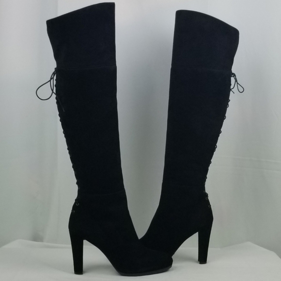 Stuart Weitzman Black Suede Over The Knee Boots 8 - Picture 2 of 9